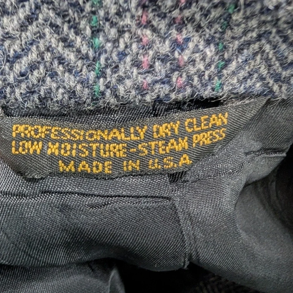 Vintage‎ Andover 100% Virgin Wool Mens Dark Grey Herringbone Blazer Size 50